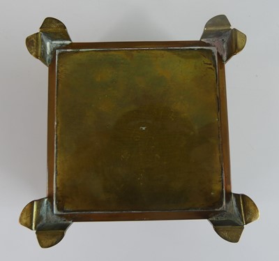 Lot 132 - An Arts & Crafts copper and brass square table...