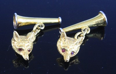 Lot 777 - A pair of gentleman's 9ct gold cuff-links,...