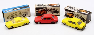 Lot 1573 - 3 Miniautos boxed 1/43rd scale plastic Skoda...