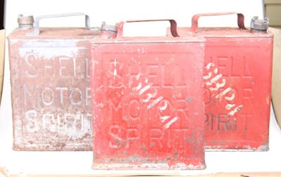 Lot 3045 - A pair of Shell red pained metal fuel...