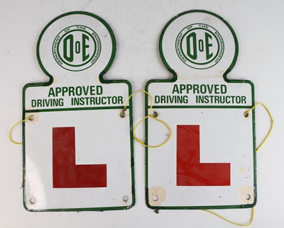 Lot 3072 - A pair of enamel learner plate signs, from the...