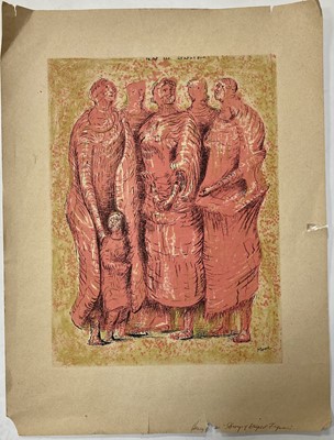 Lot 186 - After Henry Moore - Group of Draped Figures,...