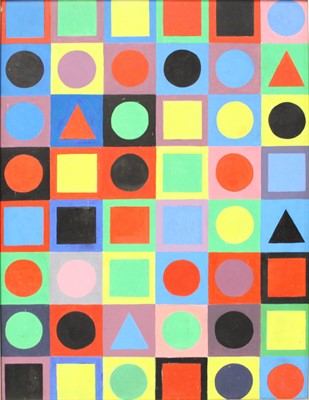 Lot 254 - Tom Flanagan - Bright Coloured Shapes, acrylic...