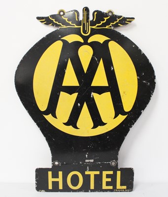 Lot 158 - A double-sided AA Hotel sign, painted...
