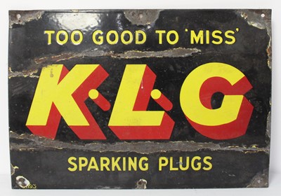 Lot 3074 - An enamel on metal advertising sign for K.L.G...