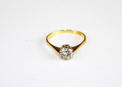 Lot 2190 - A yellow and white metal diamond solitaire...