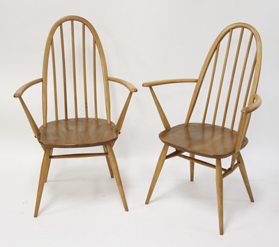 Lot 308 - A pair of 1960s Ercol blond elm stickback...