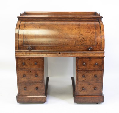 Lot 2447 - A Victorian figured walnut twin pedestal...