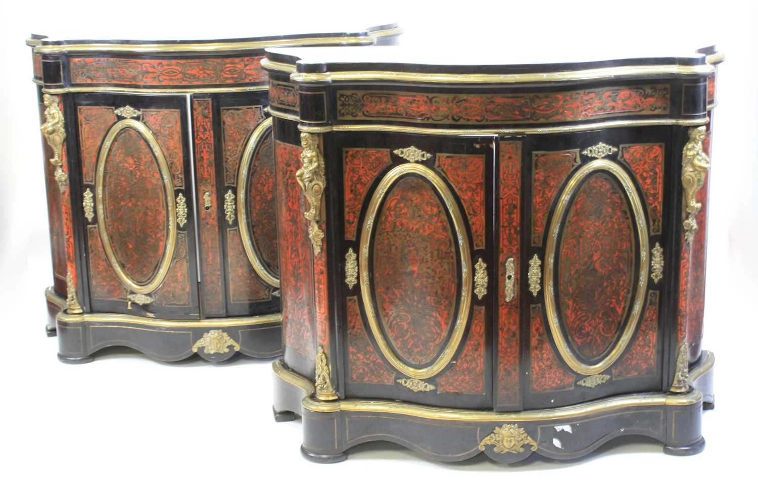 Lot 2423 - A pair of mid-Victorian ebonised and boulle...