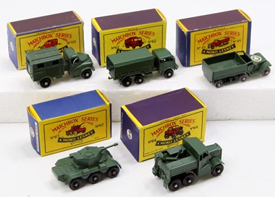 Lot 1346 - Matchbox Lesney military boxed group of 5...