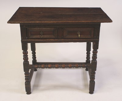 Lot 2390 - A Jacobean period oak single drawer side table,...