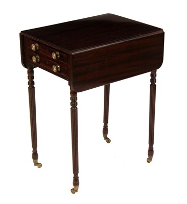 Lot 2438 - A Regency mahogany work table, the fall leaves...