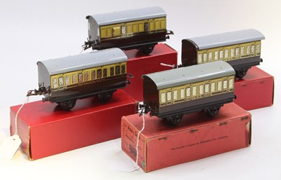 Lot 237 - Four post-war Hornby 0-gauge 4-wheel No.1...