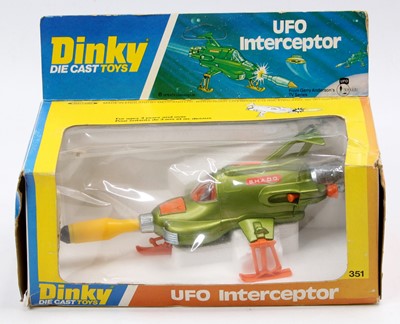 Lot 1198 - Dinky Toys, 351, UFO Interceptor, green body...