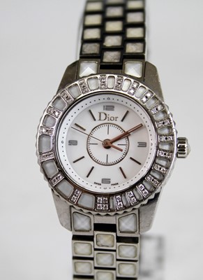Lot 2206 - A lady's stainless steel Dior crystal quartz...