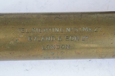 Lot 628 - A WW I brass sighting scope, marked Tel...