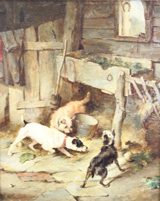Lot 2333 - Walter Hunt (1861-1941) - Terriers ratting in...
