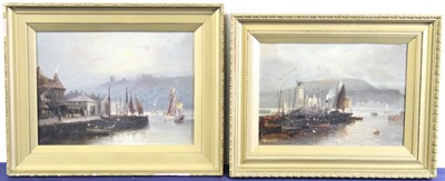 Lot 2357 - D.C.D. Sanderson - Whitby harbour, oil on...