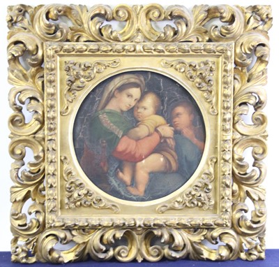 Lot 2290 - After Raphael - Madonna della seggiola, oil on...