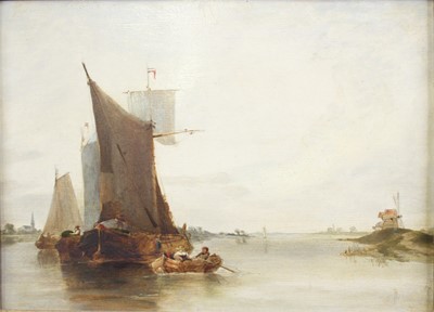 Lot 2294 - 19th century Dutch school - Dutch barges with...