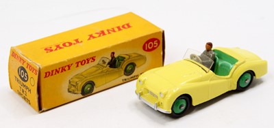 Lot 1129 - Dinky No.105 Triumph TR2 Sports, lemon yellow...