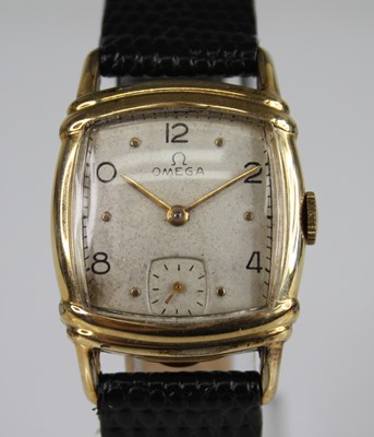 Lot 2218 - A gold plated Omega manual wind wristwatch,...