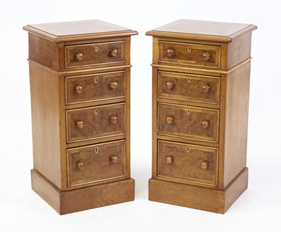 Lot 2427 - A pair of walnut and figured walnut four...