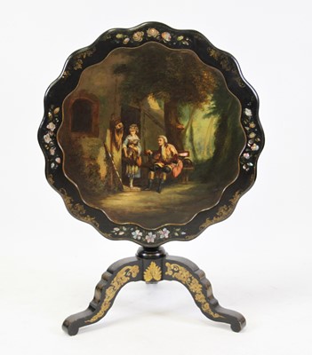 Lot 2395 - A 19th century black and polychrome painted...