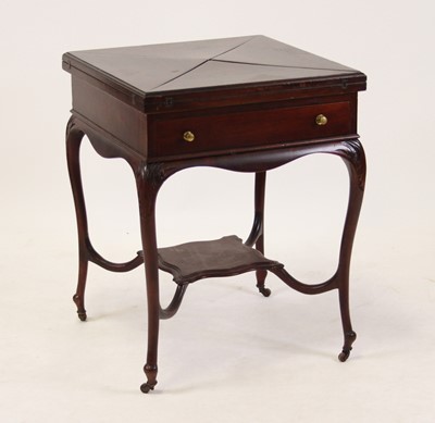 Lot 2470 - An Edwardian mahogany envelope card table, the...