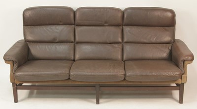 Lot 291 - A 1960s Danish chocolate brown leather, suede...