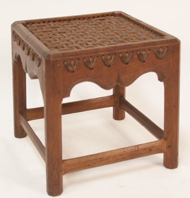 Lot 261 - An Arts & Crafts joined oak square footstool,...