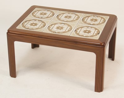 Lot 281 - A 1970s G-Plan teak and tile top inset small...