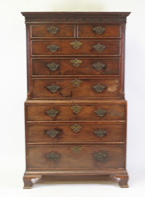 Lot 2410 - A George III mahogany chest-on-chest, having a...