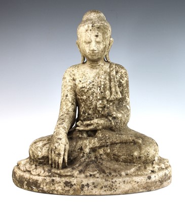 Lot 2285 - A Burmese carved white marble Buddha, early...
