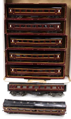 Lot 616 - Six Coachcraft LMS maroon bogie coaches, 3 x...