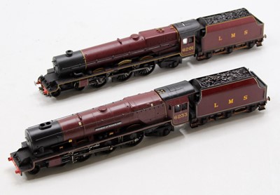 Lot 623 - Two Hornby 4-6-2, 00-gauge locos LMS red:...