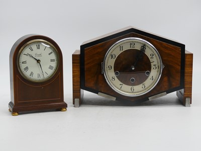 Lot 55 - An Art Deco walnut cased 8-day mantel clock,...