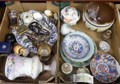 Lot 77 - Two boxes of ceramics and metal wares to...