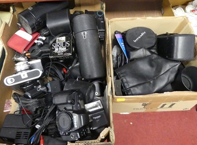 Lot 88 - Two boxes of photography equipment to include...