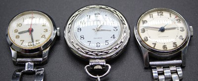 Lot 448 - An Ingersoll steel cased nurse's fob watch and...