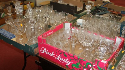 Lot 756 - Four boxes of glassware, to include cut glass...