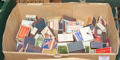 Lot 762 - A box of vintage matchboxes to include Punch...