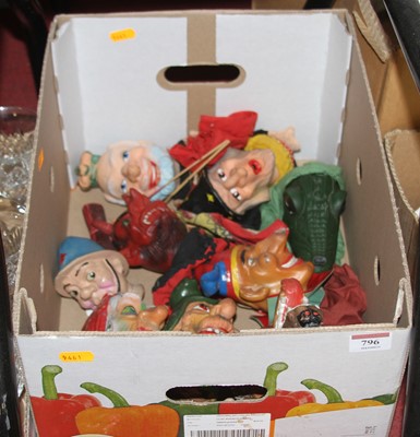 Lot 796 - A box of 20th century puppets, to include Mr...