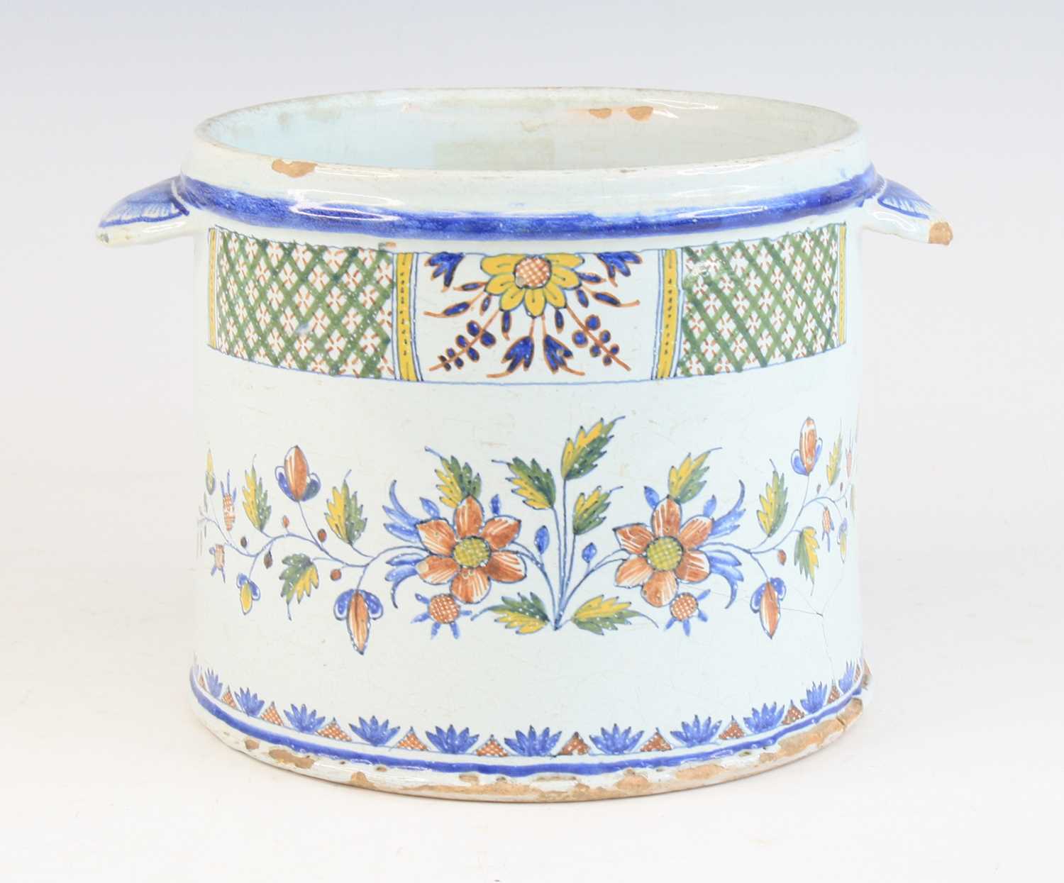 Lot 2080 - A French faience seau a bouteille, early 18th...
