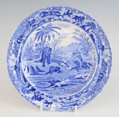 Lot 2054 - A Spode 'Indian Sporting' series blue and...