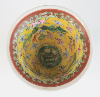 Lot 2057 - A Chinese famille jaune and famille rouge...