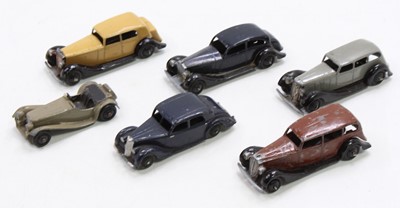 Lot 1456 - Dinky Toys saloon group of 6, with examples...