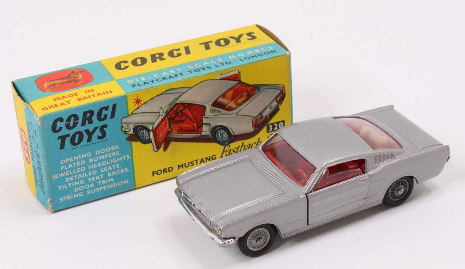 1960's CORGI TOYS FORD MUSTANG FASTBACK 2+2 WHITE VINTAGE