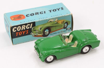 Lot 1035 - Corgi Toys, 301 Triumph TR2 Sports Car, green...