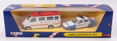 Lot 1258 - Corgi Toys C19/8 Ambulance and Polis Gift Set,...